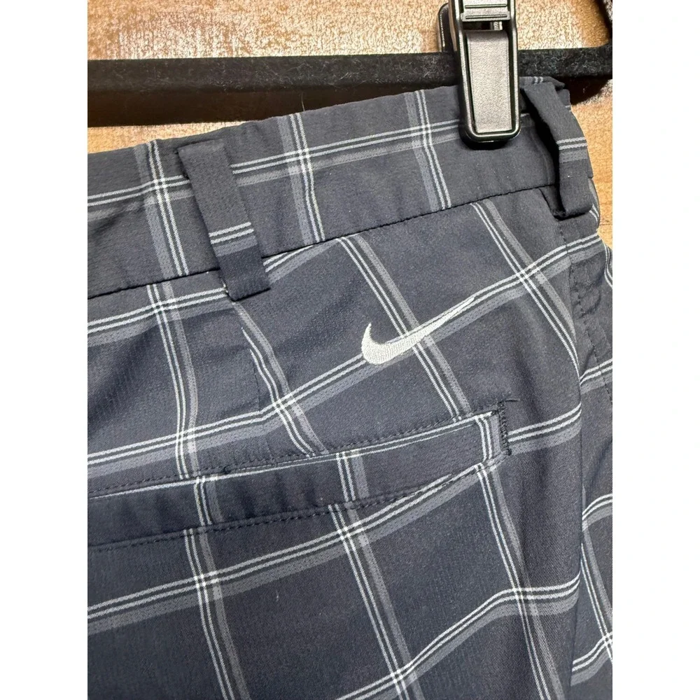 Nike Golf Plaid Performance‎ Shorts Mens 34 Gray White Lightweight Stretch